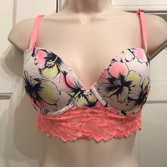Floral PINK Victoria's Secret Bra w Lace Detail - Picture 2 of 6